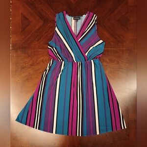 14/16 Lane Bryant Multi Color Striped Dress with Pockets
